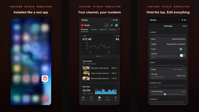YouTube Studio Simulator screenshots